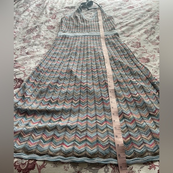 BCBGMaxAzria Jenn Chevron Multicolor Knit Midi Halter Dress Boho Dress Small - Picture 8 of 13